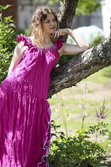 Есения. Платье женское льняное с оборками PL-4233-26