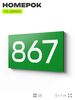 Номер на дверь 867, табличка на дверь для офиса, квартиры, кабинета, аудитории, склада, зеленая 120х70 мм, Айдентика Технолоджи
