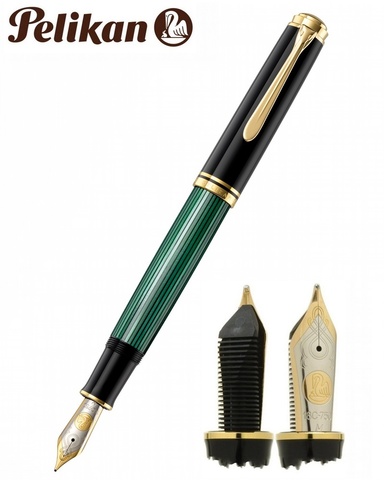 Ручка перьевая Pelikan Souverän® M1000 Black & Green GT, M (987594)
