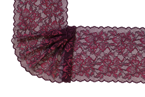 Stretch lace, burgundy 20 cm