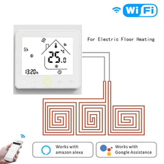 Термостат WiFi Thermostat модели BHT-002-GBLWW (для электрического отопления пола, с подсветкой, белый)