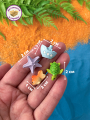 Морские жители МИНИ, черепаха, морская звезда, рыба, кораблик, фигурки декоративные, кукольные миниатюры, набор 4 шт.