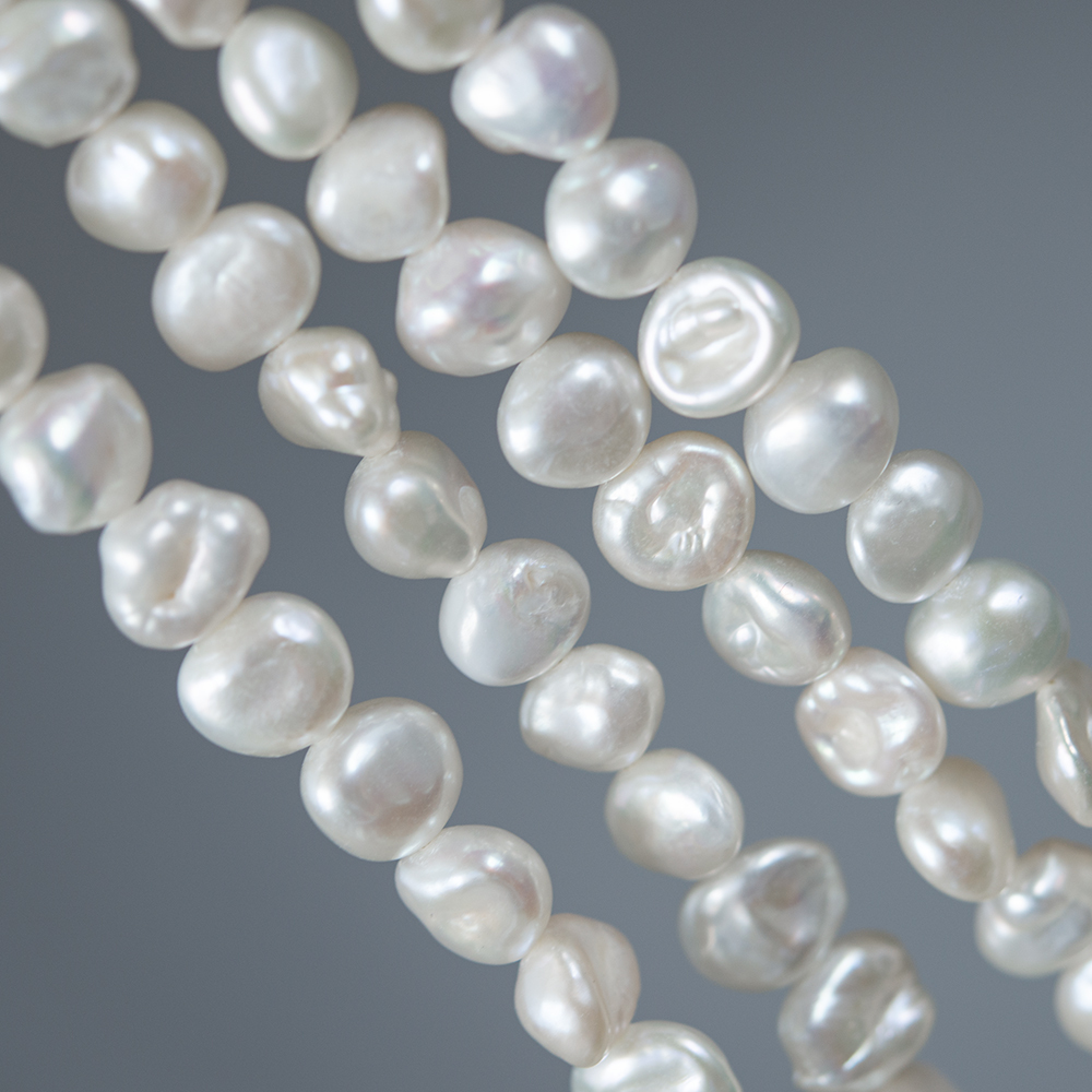 Жемчуг культивированный безъядерный Кеши, белый, 8-11*7-9мм