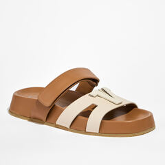 Кожаные шлепанцы Vittorio Virgili 6072 бежевый