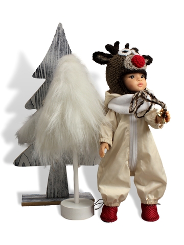 Комбинезон, шапка и сапожки - Олень / рождество. Одежда для кукол, пупсов и мягких игрушек.