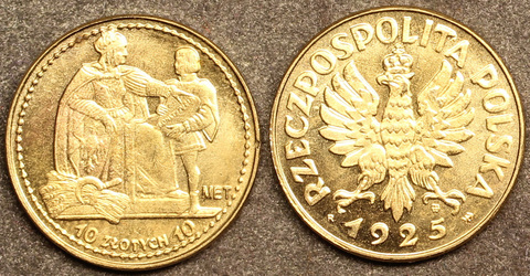 Жетон 10 злотых 1925 года Польша бронза копия Копия