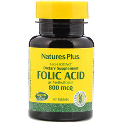 Nature's Plus, Фолиевая кислота, 800 мкг, 90 таблеток