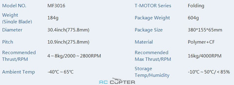 Пропеллер полимерный складной MF 3016 T-Motor (пара)