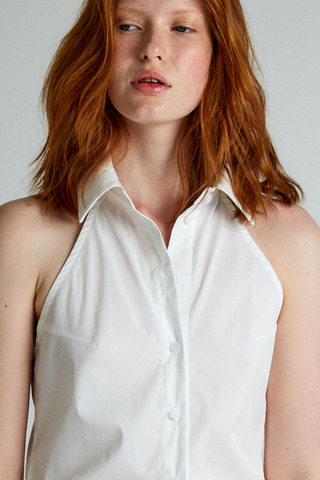 Рубашка из смесового хлопка с открытой спиной белый