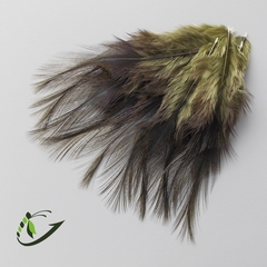Перья из седла петуха Whiting Cock de Leon, цвет Badger Dark Olive (10 шт)