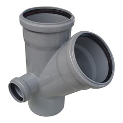 Крестовина ПП (полипропилен) для канализации косая 45гр. Дн 110-110-50 с уплотнительными кольцами, Ростурпласт