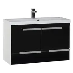 Aquanet 180067 Компл.1 - Тумба Тиволи 100 цв.белый (фасад черный) (180067) фото