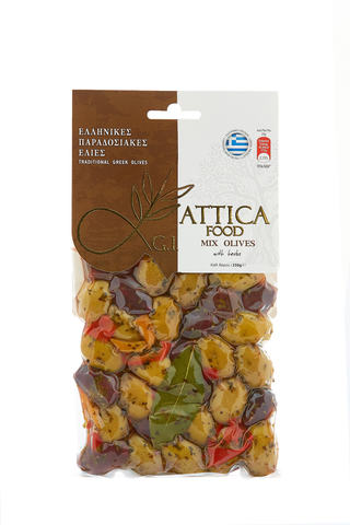 Оливки Микс с апельсином Attica Food 250 гр