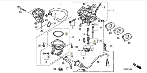 Honda Набор резиновых прокладок 16010-ZG8-000