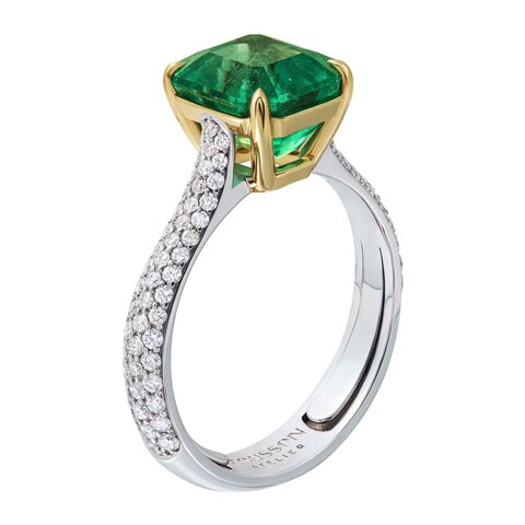 Кольцо с изумрудом и бриллиантами, R0070-5/1