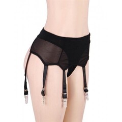 Пояс черный для чулок с ремешками на клипсах (XL-2XL)