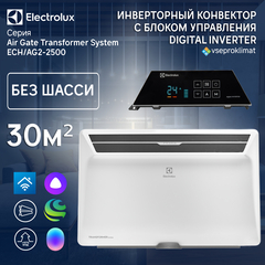 Инверторный конвектор Electrolux Air Gate Transformer с блоком управления ECH/AG2-2500 T-TUI4 с WI-FI без шасси, 10 ступеней мощности