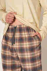 Пижама мужская со штанами KEY MNS 403 | Бежевый + серый