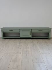 Тумба под телевизор Сюзанна 180 см, с ящиками и полками, зелёный