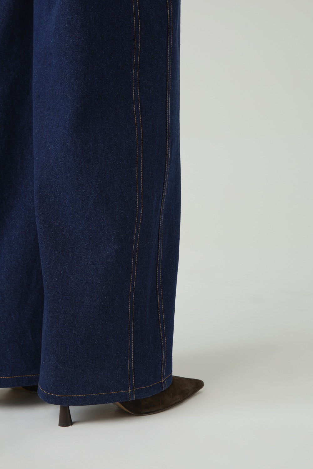 Джинсы Wide leg со вставками, темно-синий