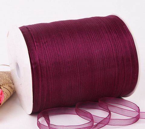 Лента органза на катушке (1,0см*457м), Серебро, 1 шт.