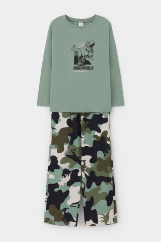 пижама  для мальчика  К 1600/эвкалипт,камуфляж с динозаврами