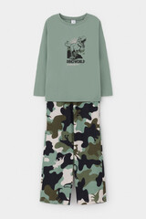 пижама  для мальчика  К 1600/эвкалипт,камуфляж с динозаврами