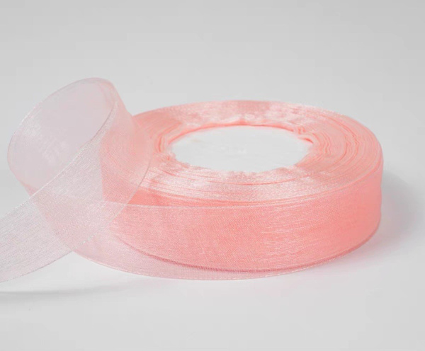 Лента органза (2,5см*45,70м), Нежно-розовый