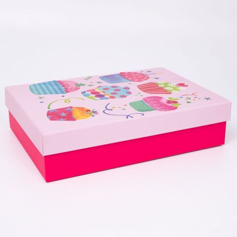 Коробка одиночная, Прямоугольник, Кексики, 26*18*6 см, 1 шт.