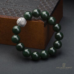 Браслет "Колесо фортуны". Д 12мм Зелёный нефрит.