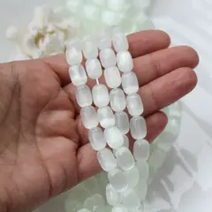 Селенит бусины, бочонок, светло-ментоловый, 12*9 мм, 1 нить, К004