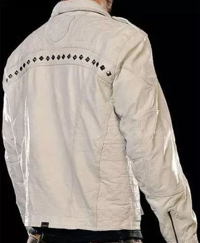 Affliction | Куртка мужская кожаная Keeper White A1211 спина