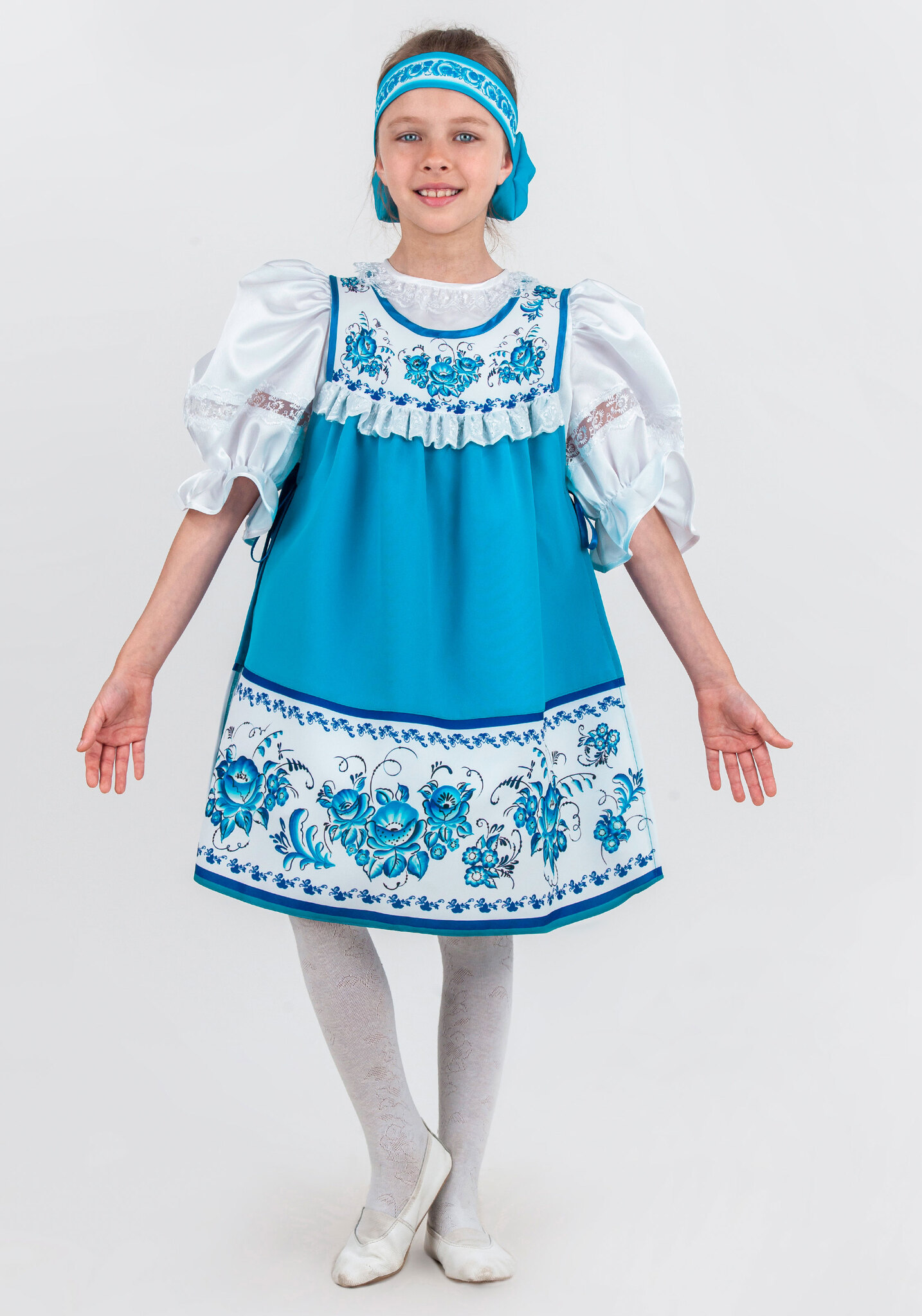Русский народный костюм для девочки с кокошником