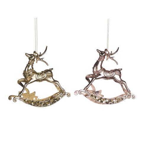 Набор елочных игрушек Оленята 2шт 11см Goodwill M&G золотой/розовый