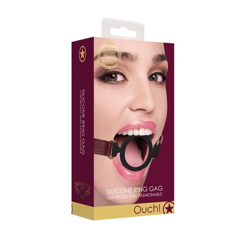 Shots Кляп с креплением Ouch Ouch! - Silicone Ring Gag Бордовый