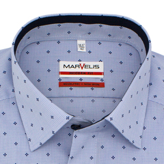 Рубашка Marvelis Modern Fit 7386/64/11 с изысканным принтом голубая