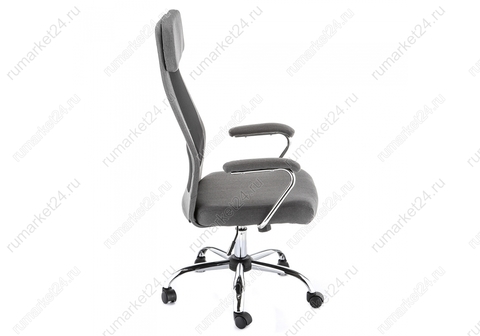 Офисное кресло для персонала и руководителя Компьютерное Sigma темно-серое 60*60*115 Хромированный металл /Серый