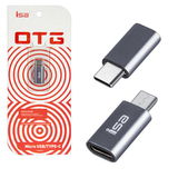 Переходник OTG Micro USB на Type-C ISA G-03 (Серебро)