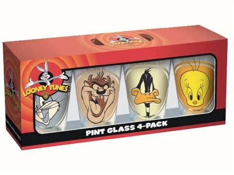 Looney Tunes Retro Head Shots Pint Glass 4 Pack