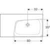 Раковина Geberit Xeno² с полкой: B=90см, T=48см, Отверстие под смеситель=Без, Перелив=Без, Полочное пространство=Левая, Белый / Специальное керамическое покрытие KeraTect
