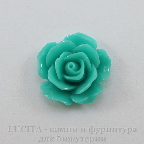 Кабошон акриловый "Роза", цвет - морская волна, 16 мм