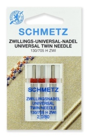 Иглы 24 Schmetz универсальные двойные 130/705H ZWI № 80/2.0 3 шт