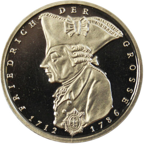 5 марок. 200 лет со дня смерти Фридриха II Великого. (F) Германия. Медноникель. 1986 г. PROOF
