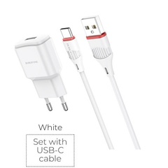 USB BOROFONE BA48A Orion single port charger set(Type-C)(white)