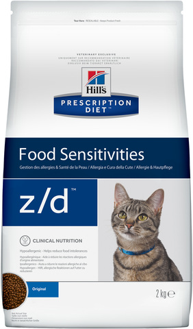 купить хиллс Hill’s™ Prescription Diet™ Feline z/d™ Food Sensitivities сухой корм для взрослых кошек, диетический рацион при пищевых аллергиях 2 кг