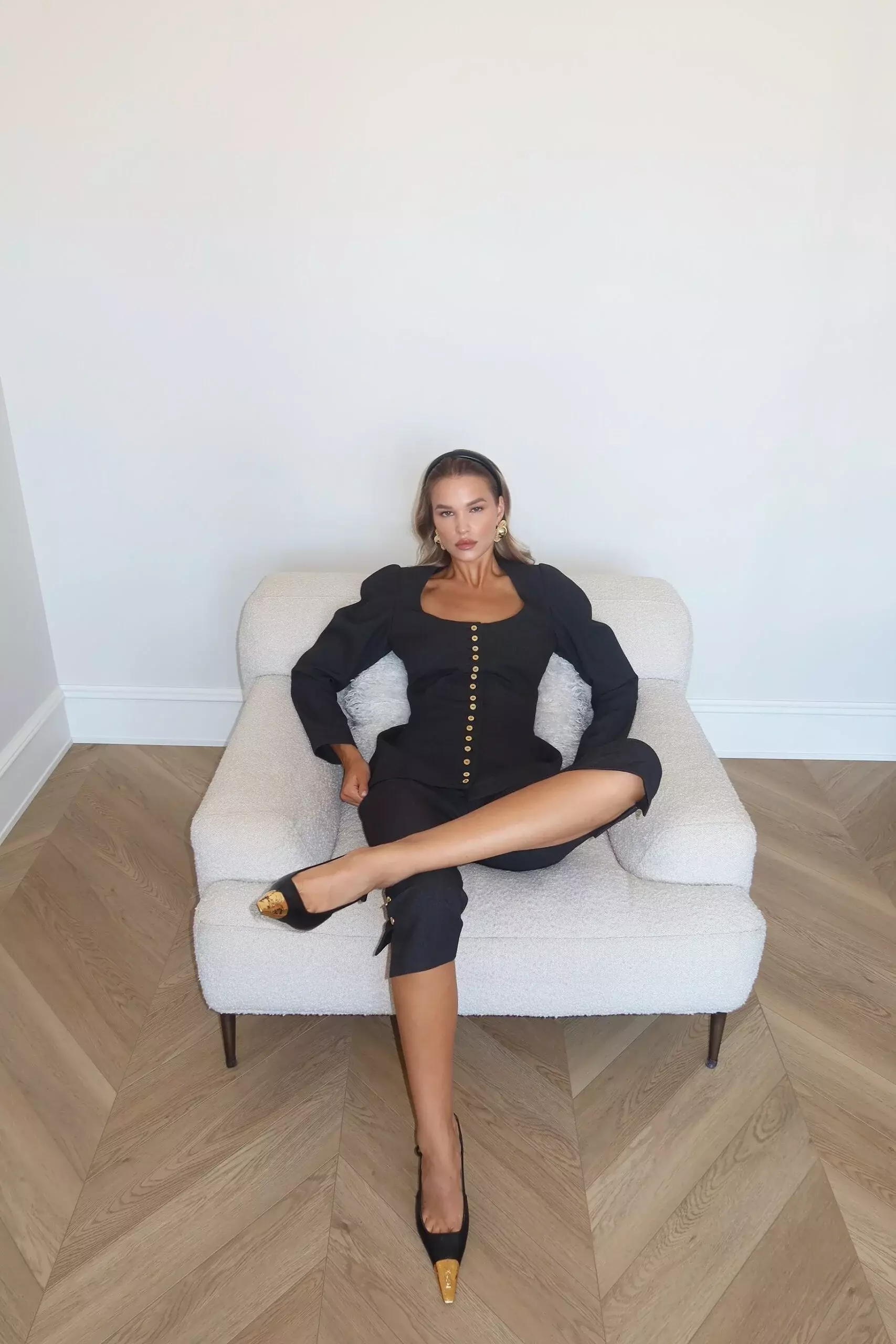 Жакет с маленькими декоративными пуговицами, Черный