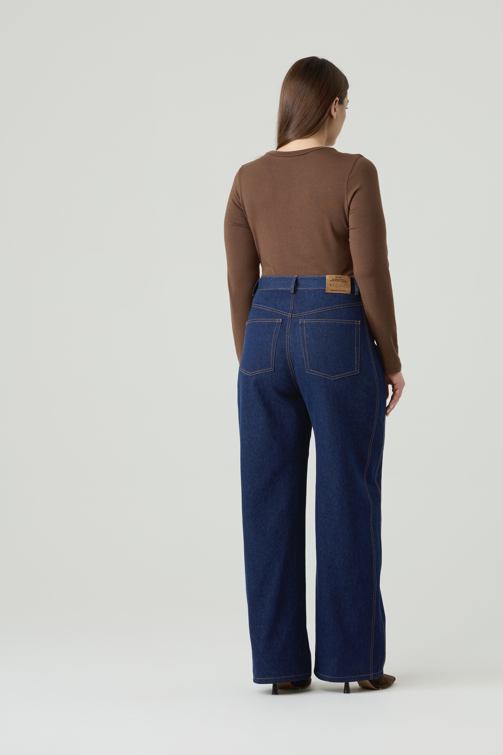 Джинсы Wide leg со вставками, темно-синий