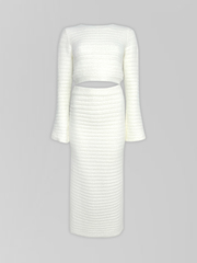 Костюм трикотажный 888 90222 однотонный из укороченного свитера и прямой юбки