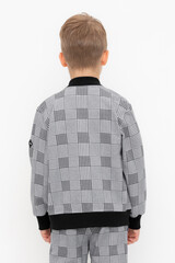жакет  для мальчика  КР 302682/св.серый меланж,костюмная клетка к546