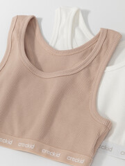 набор майка-топ  для девочки  К 1196-2уп/нюдовый беж,сахар